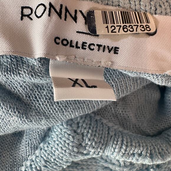 Ronny Kobo Blue Crochet Maxi Slip Dress XL Backless Knit Vacation Tank $320 - Picture 11 of 12